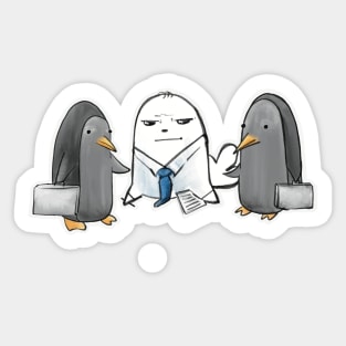 Sealious Business Seal and Penguins With Briefcases Sticker